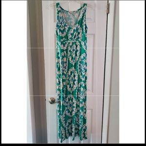 Boden Green/Blue Print Jersey Maxi Sundress US6R